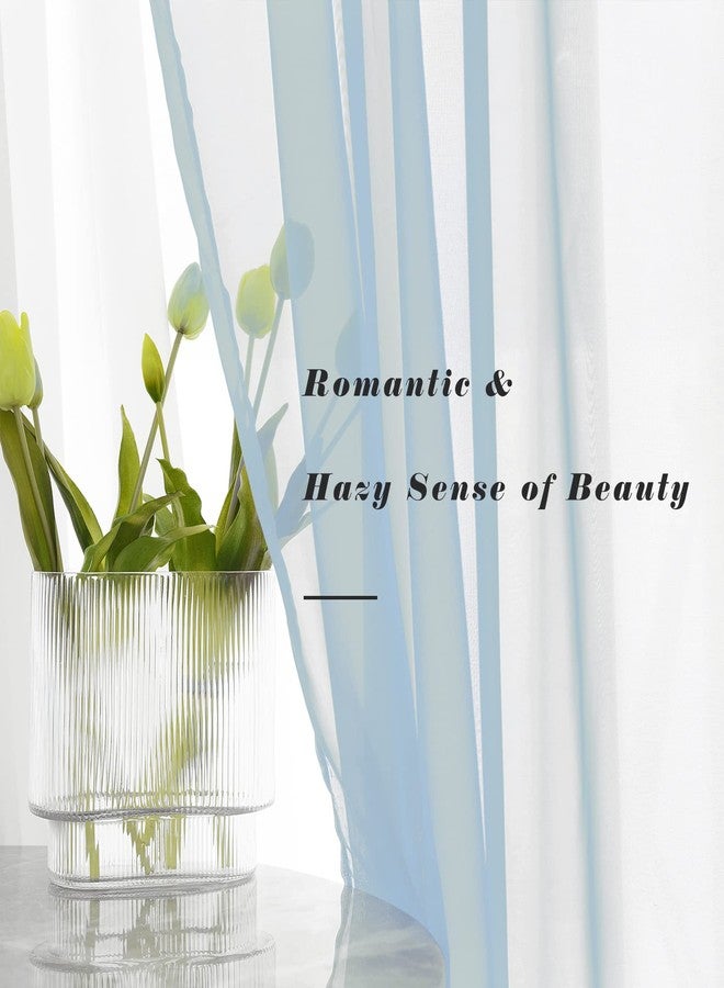 Luvyohmee Baby Blue Sheer Voile Curtains 72 Inch Length for Bedroom Living Room Halloween Decor 2 Panels Set Rod Pocket Light Filtering Textured Transparent Sheer Window Treatment Drapes 52x72 Inches Long - Image 4